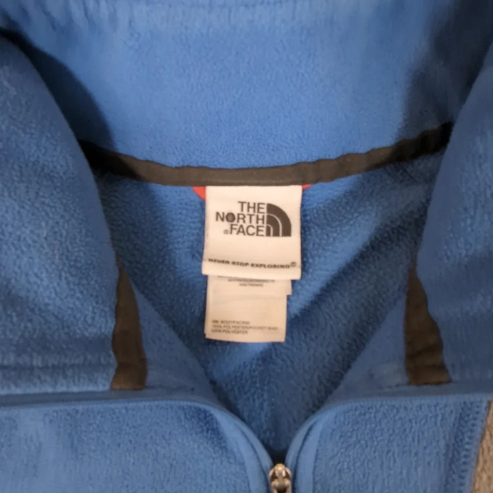 The North Face Mens Blue Grey Quarter Zip Fleece Pullover Thumbholes Small #2769